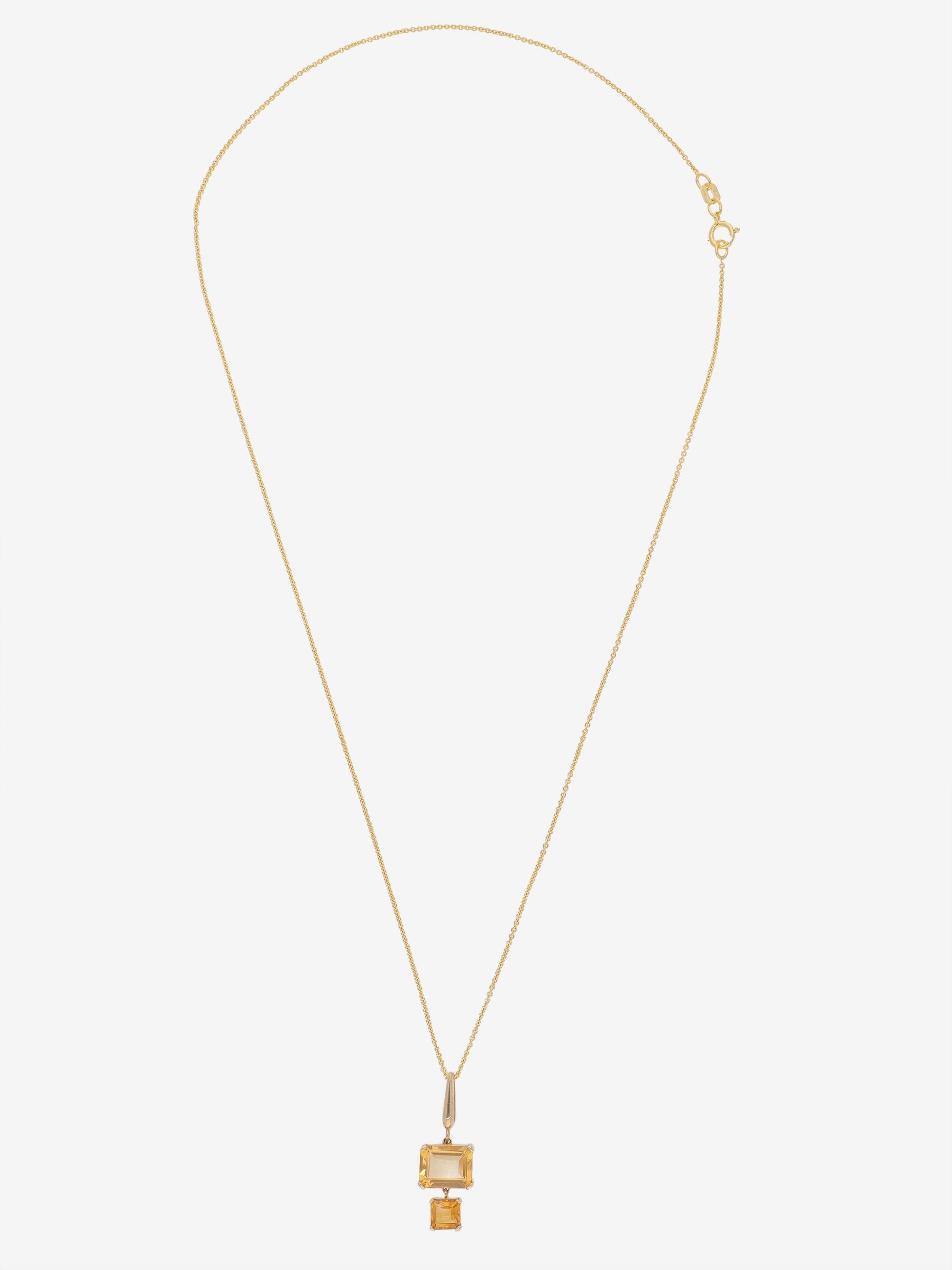 Cierre del colgante geométrico de gota de citrino en plata chapada en oro