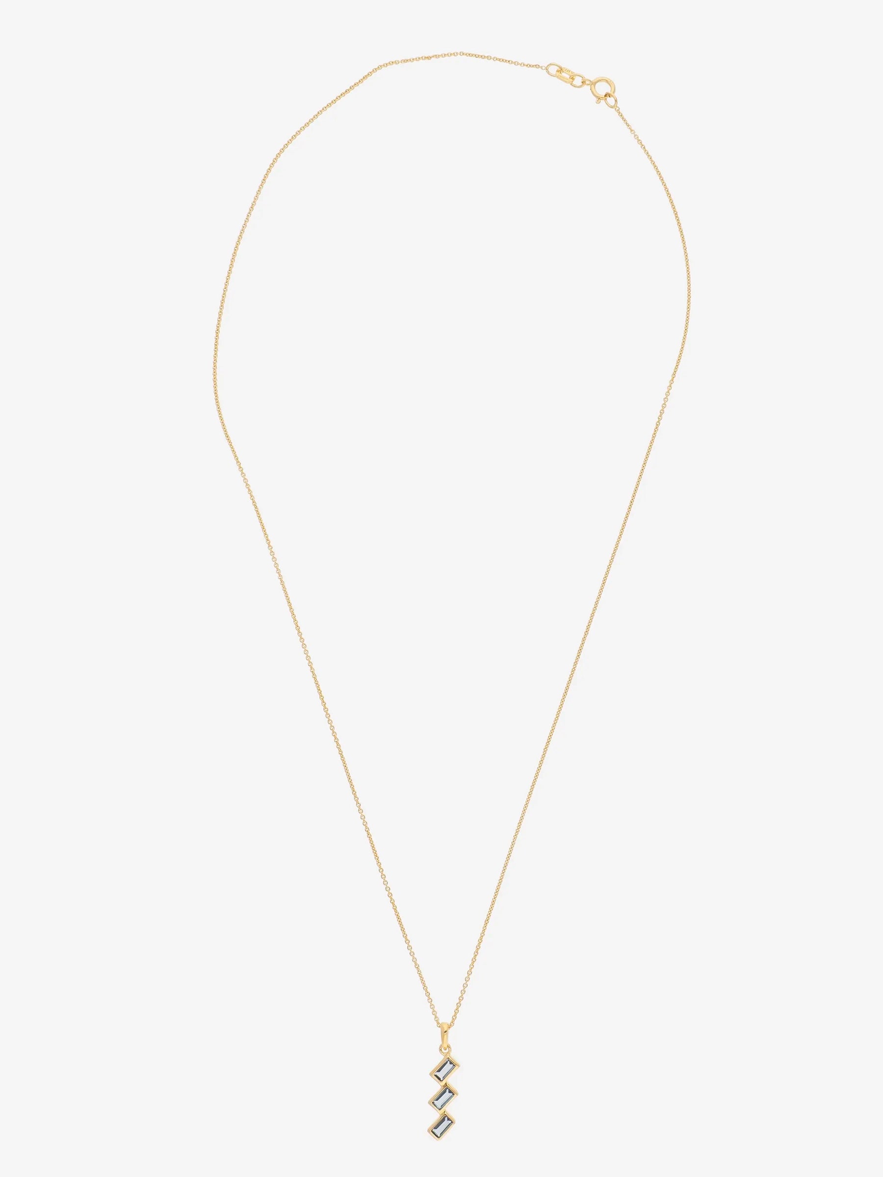 Cierre del colgante con barras inclinadas de Topacio Azul London en Plata chapada en oro