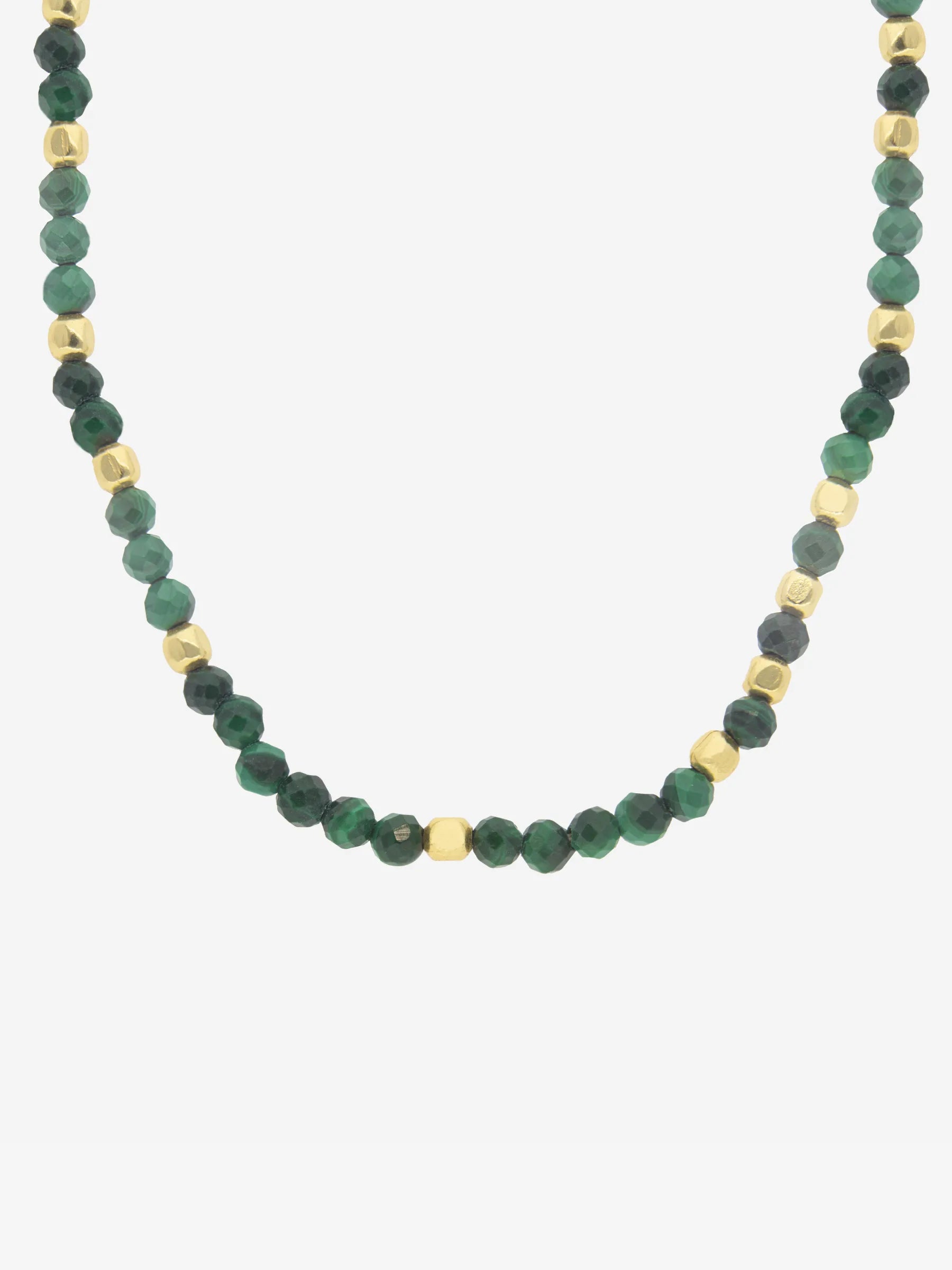 Collar de Plata de plata 925 chapada en oro con cuentas de malaquita