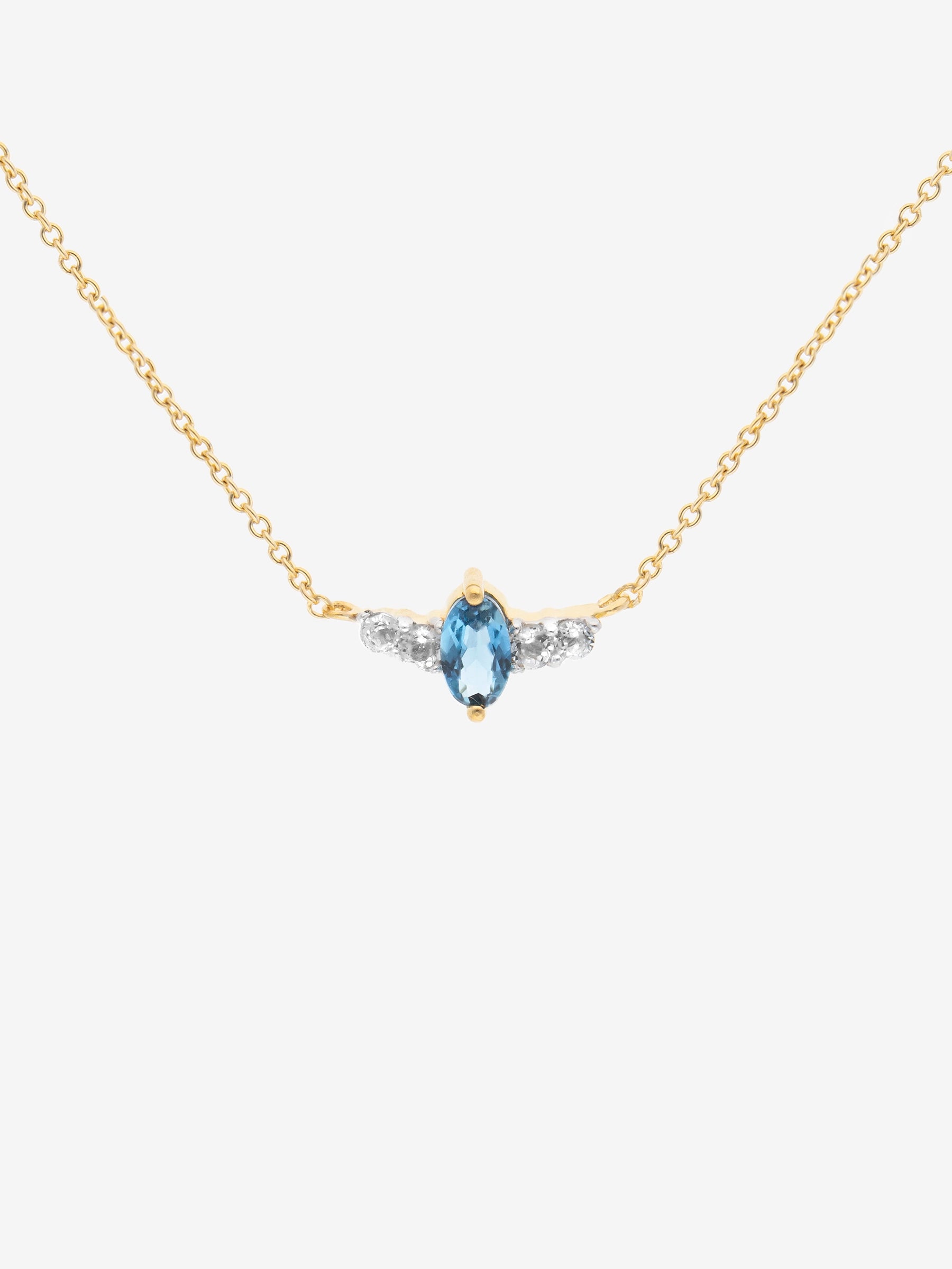 Collar clásico de Topacio Azul London y Topacio Blanco en Plata chapada en oro