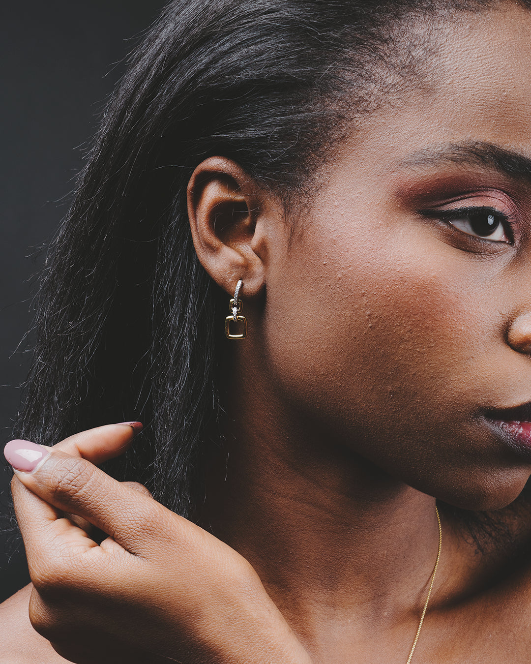 Champagne square earrings
