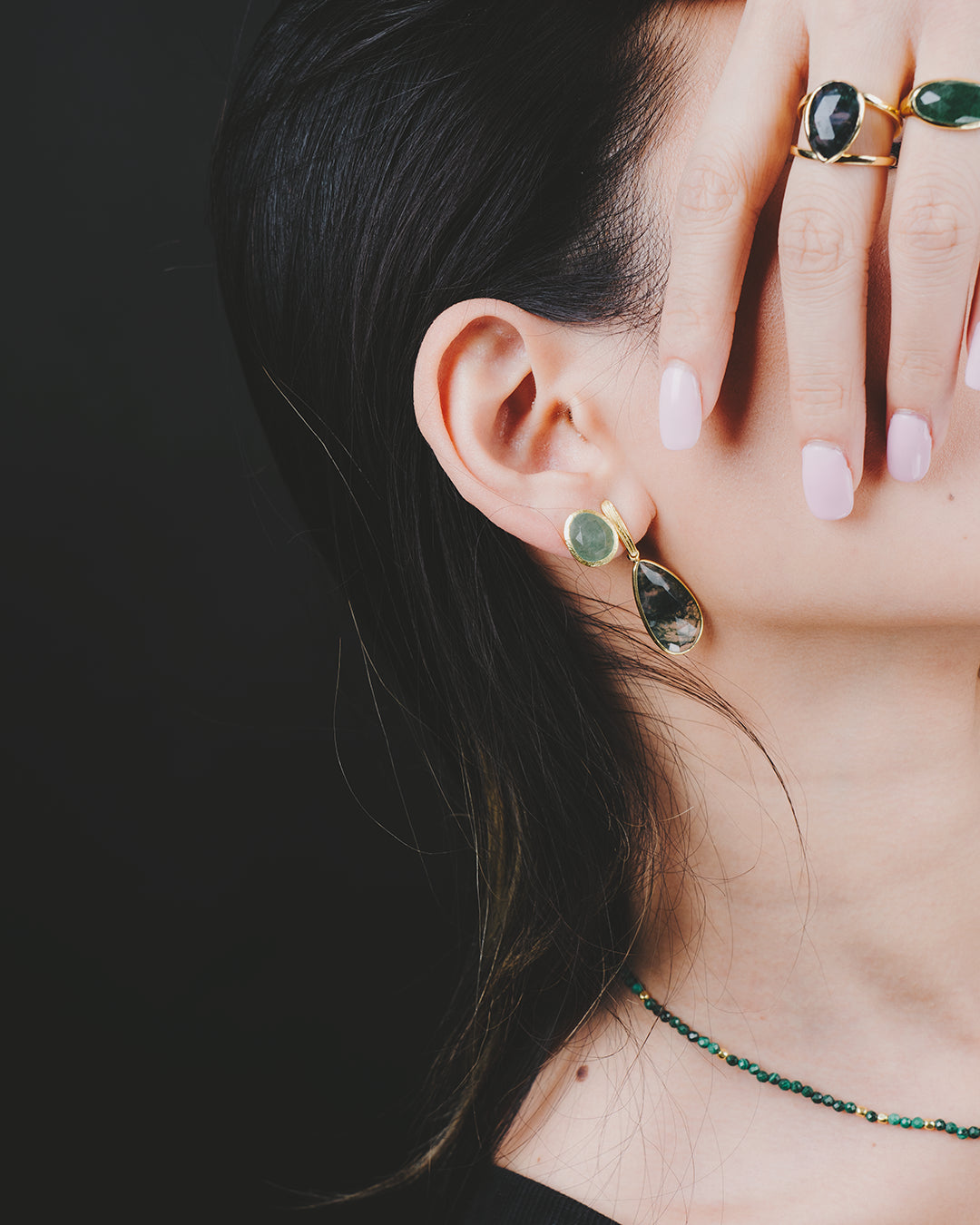 Ohrhänger aus vergoldetem 925er Silber und Mugosa-Achat