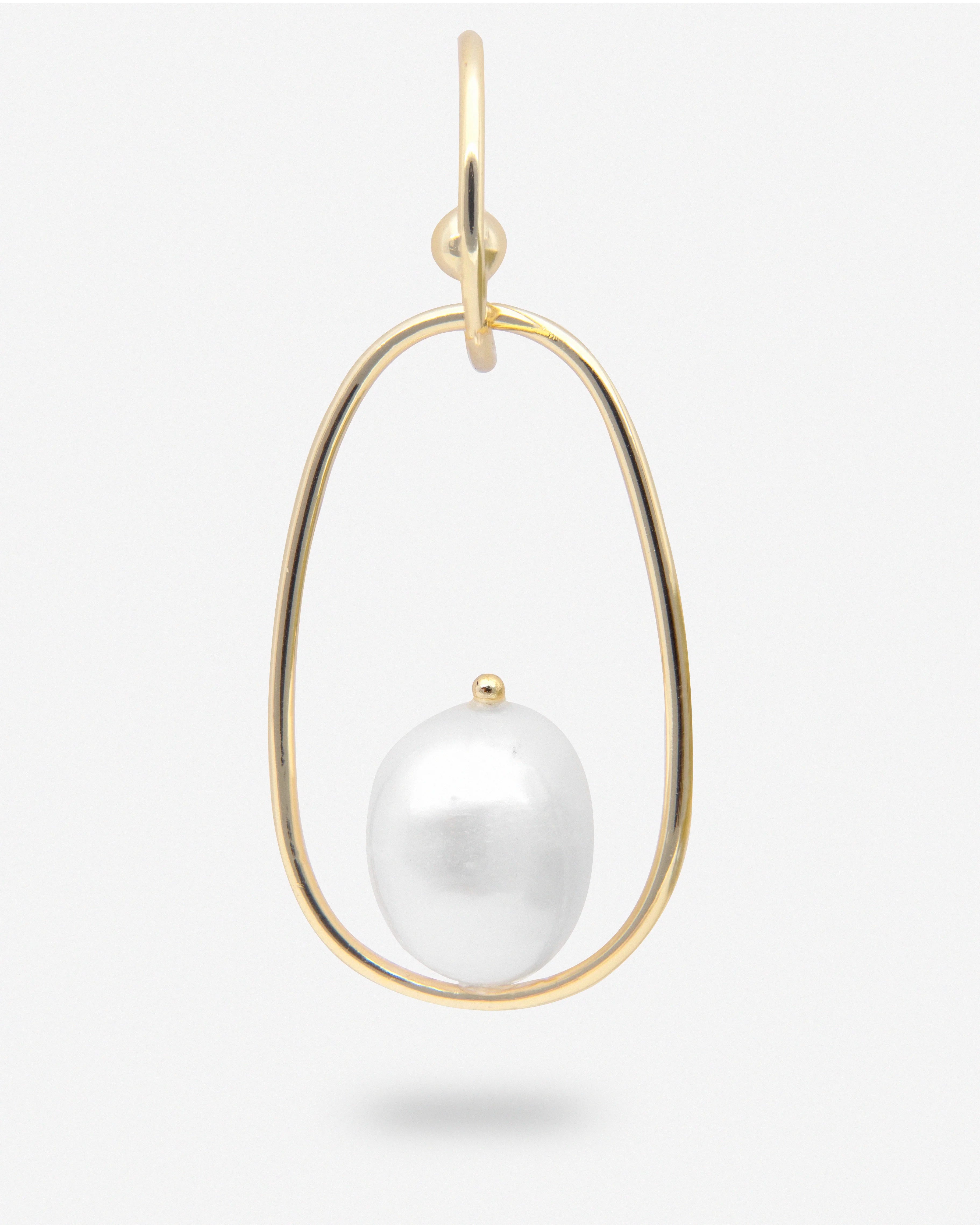 Gold plated 925 silver dangle earrings with central pearl
