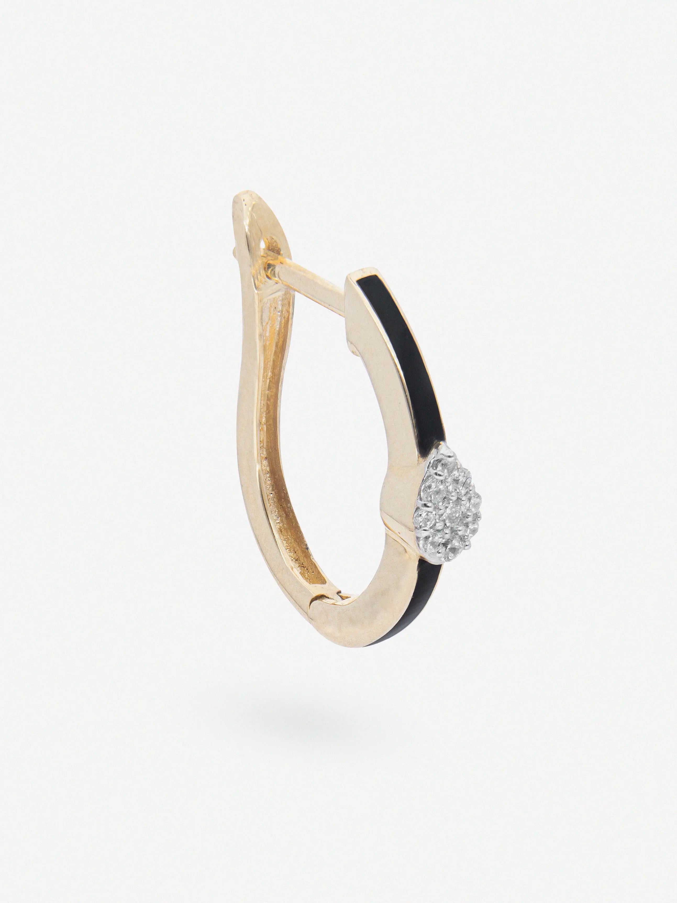 Aretes de Esmalte Negro y Topacio Blanco