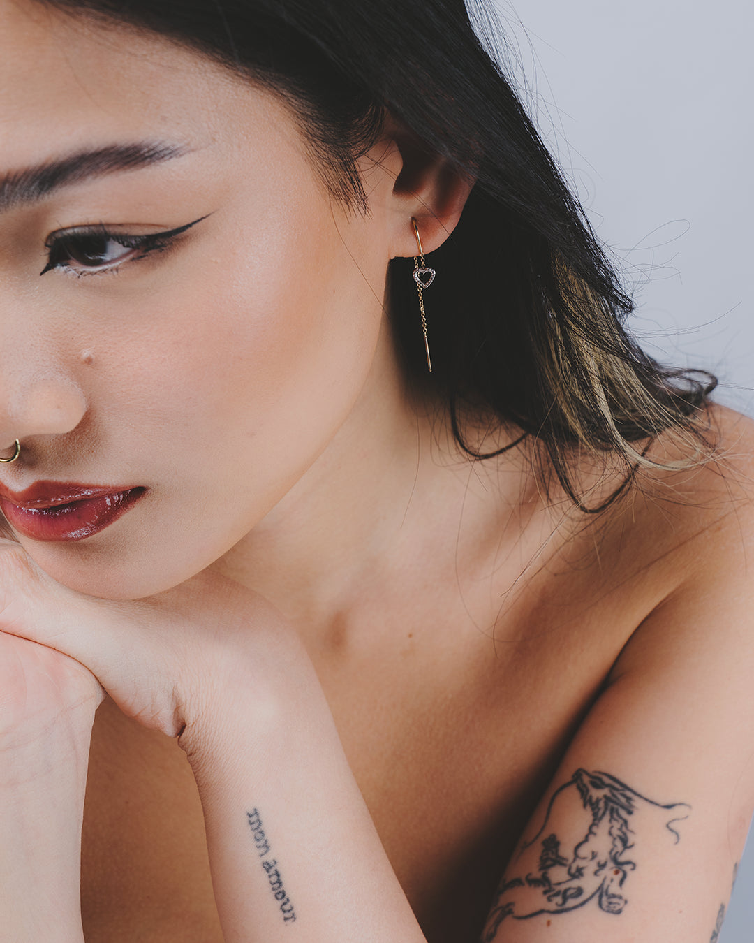 Heart Threader Earrings