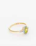 Anillo con Piedra de Peridoto y Topacio blanco en Plata chapado en oro tumbado