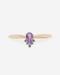Anillo con piedra octagonal de amatista y topacio blanco en Plata chapado en oro