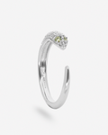 Anillo abierto Serpiente con detalles de Topacio Blanco y Peridoto en Plata