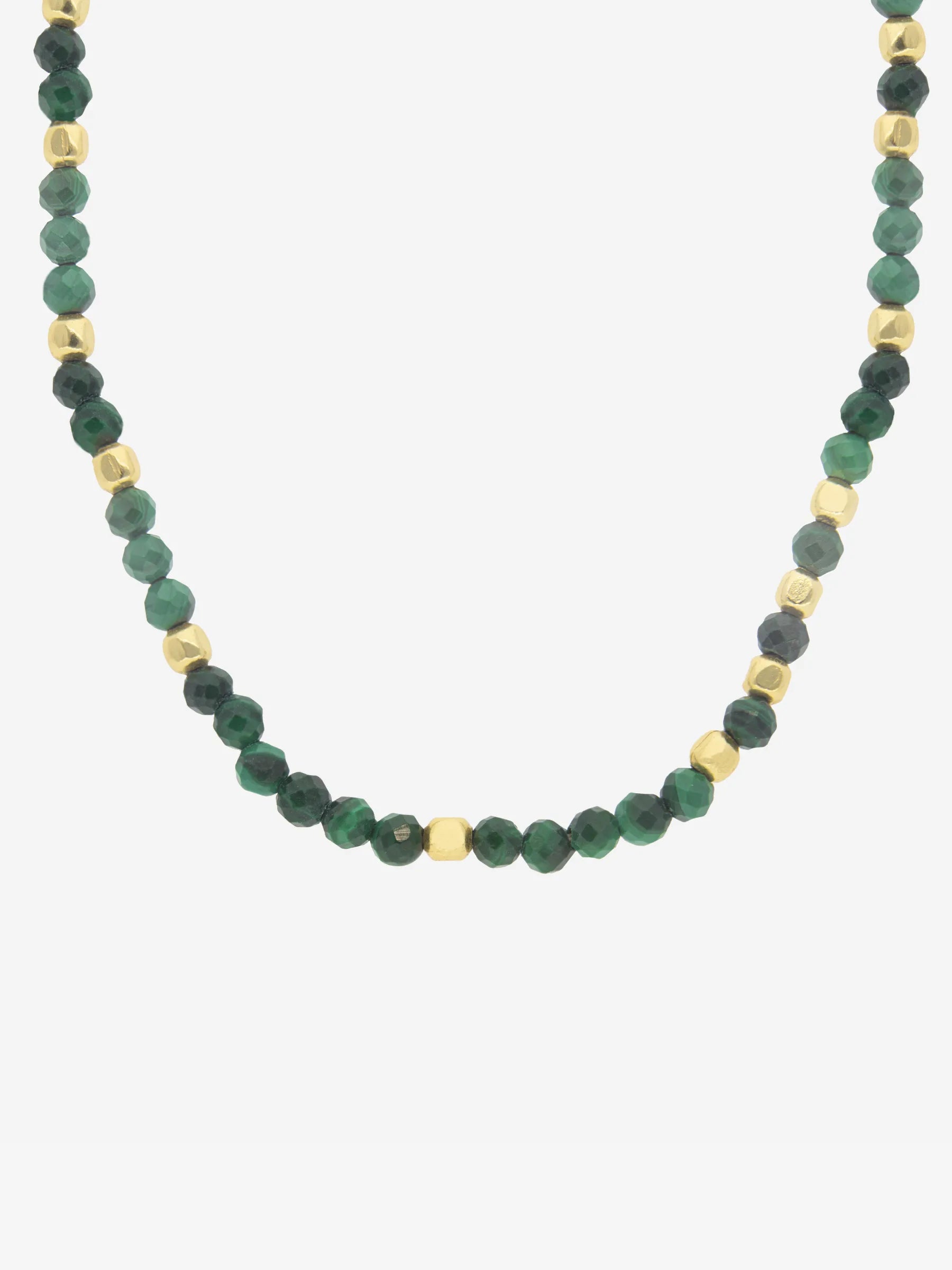 925 gold plated silver necklace with malachite beads