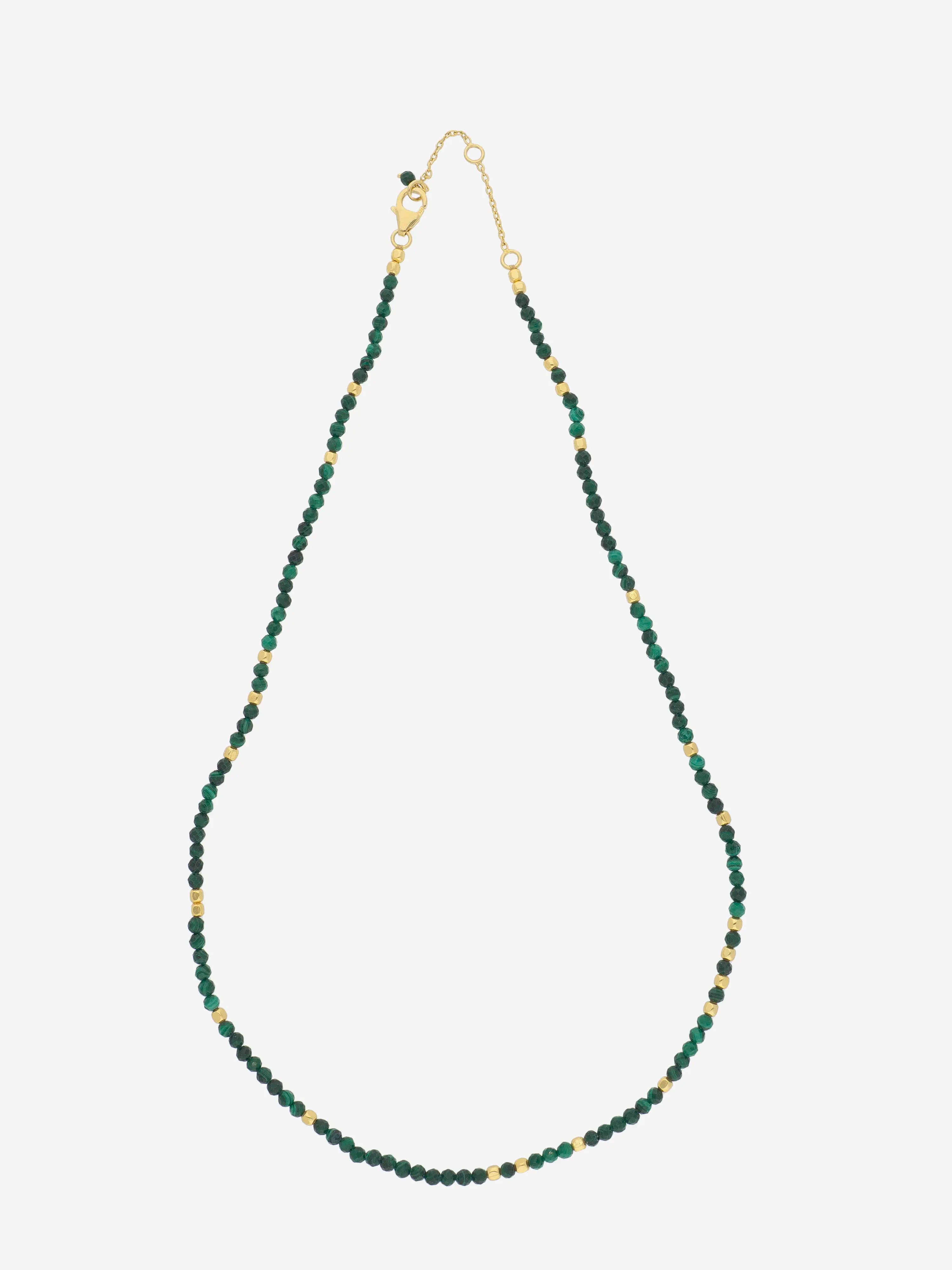 925 gold plated silver necklace with malachite beads