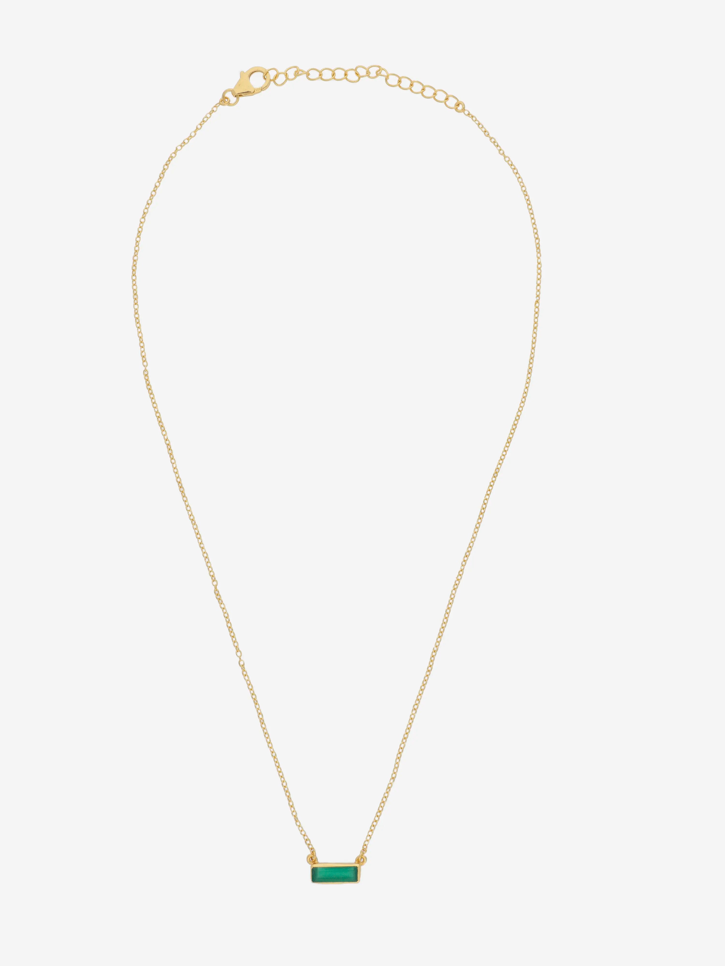 925 gold plated silver necklace with green onyx bar