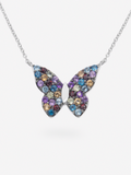 Colgante de mariposa multicolor adornado con gemas semipreciosa