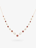 Collar con estaciones de Piedra Granate y Topacio Blanco y cadena de Plata chapada en oro
