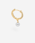 Pendientes de aro pequeño de plata 925 chapada en oro con perla | STORIA Jewels