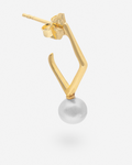 Pendientes de plata 925 chapada en oro con perla y forma de rombo | STORIA Jewels