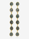 Pendientes largos de plata 925 chapada en oro y ágata mugosa | STORIA Jewels