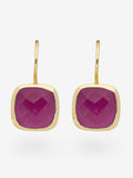 Pendientes en forma cuadrada de plata 925 chapada en oro con jade rosa | STORIA Jewels