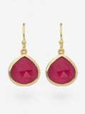 Pendientes en forma de gota de plata 925 chapada en oro con jade rosa | STORIA Jewels