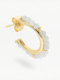 Pendientes de aro con relieve de plata 925 chapada en oro y cuentas de aguamarina | STORIA Jewels