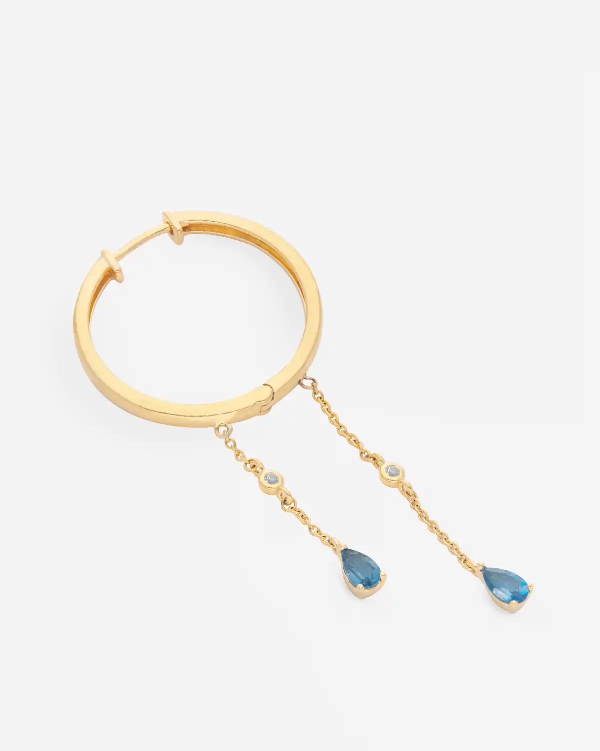 Pendientes de aro de Candelabro con Topacio Azul y Blanco en Plata 925 chapada en Oro