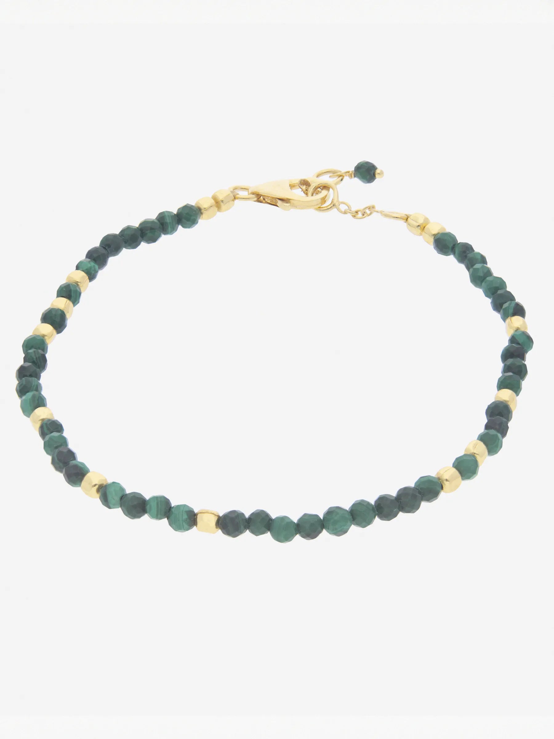 925 silver gold plated bracelet with malachite beads