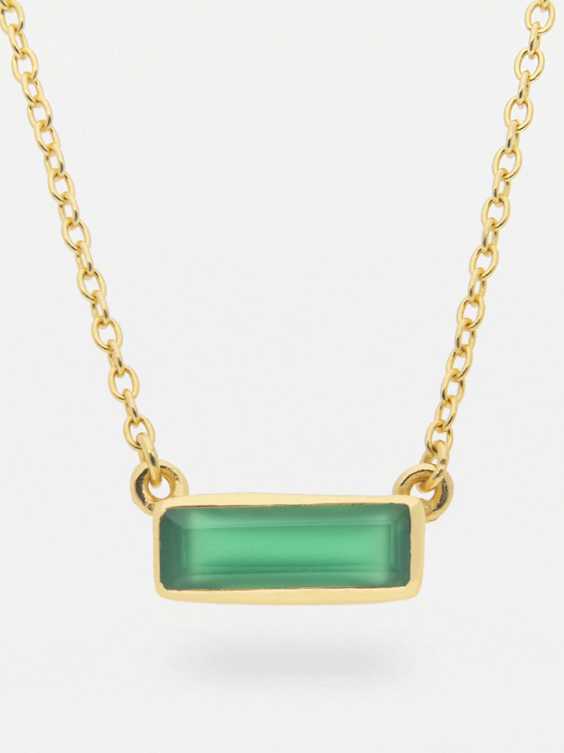 925 gold plated silver necklace with green onyx bar