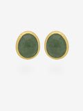 Pendientes de botón de plata 925 chapada en oro con aventurina verde | STORIA Jewels