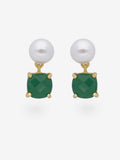 Pendientes de plata 925 chapada en oro, perlas y ónix verde | STORIA Jewels